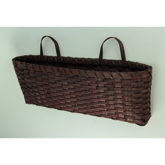 Dark Red Woven Wood Window Basket Set of 2 - Picture 2 of 4